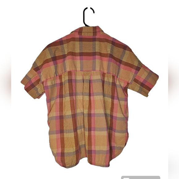 Madewell-Womens-Xsmall-Plaid Short Sleeve Button-Up Shirt - Picture 2 of 3